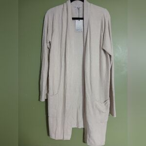 Barefoot Dreams Cozy Chic Lite Wrap Waterfall Cardigan Sweater Large Draped ivor